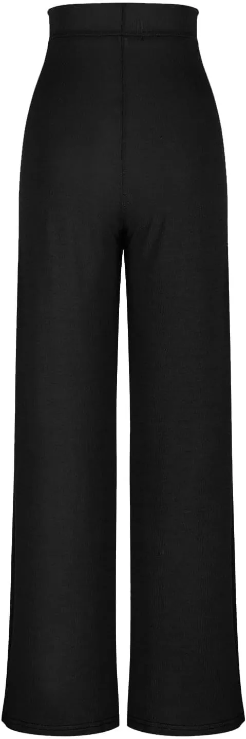Wide Leg Yoag Pants for Women Slim Fit High Waisted Fleece Linen Leggings Tummy Control Soft Athletic Sweatpants