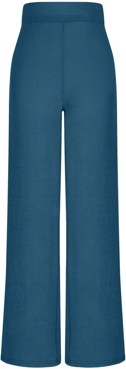 Wide Leg Yoag Pants for Women Slim Fit High Waisted Fleece Linen Leggings Tummy Control Soft Athletic Sweatpants