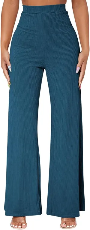 Wide Leg Yoag Pants for Women Slim Fit High Waisted Fleece Linen Leggings Tummy Control Soft Athletic Sweatpants