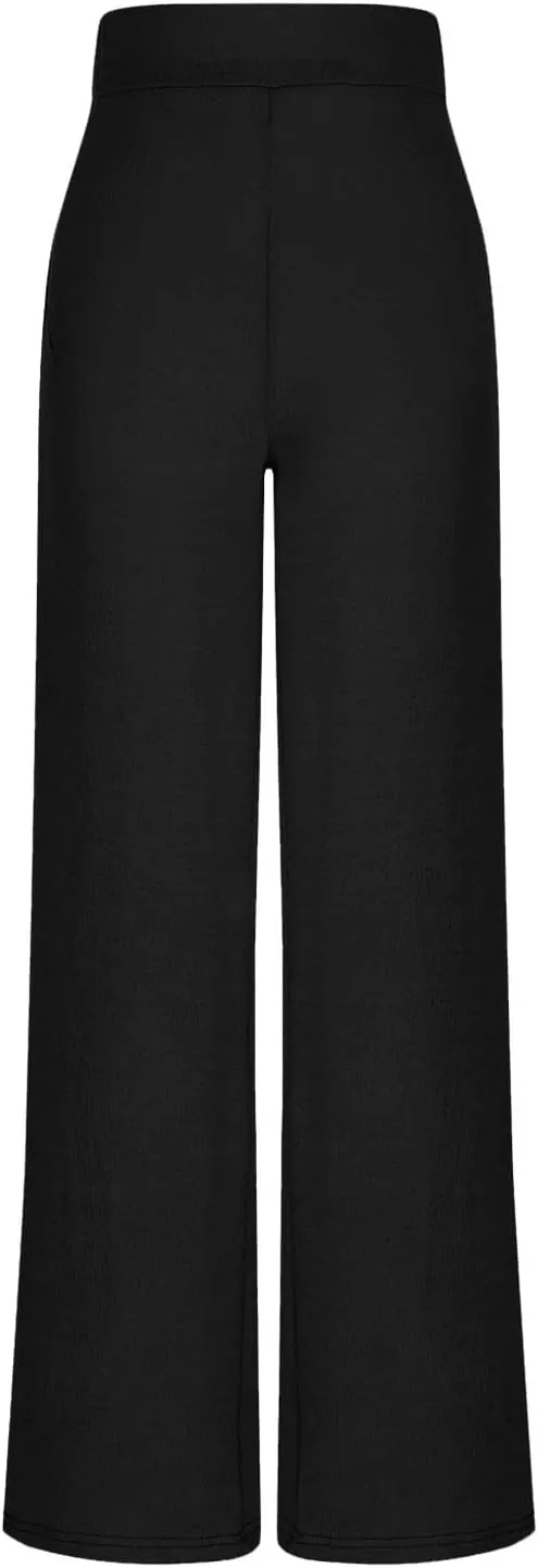 Wide Leg Yoag Pants for Women Slim Fit High Waisted Fleece Linen Leggings Tummy Control Soft Athletic Sweatpants