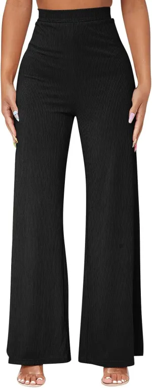 Wide Leg Yoag Pants for Women Slim Fit High Waisted Fleece Linen Leggings Tummy Control Soft Athletic Sweatpants