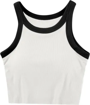 Wmens Crop Tank Tops with Built in Bra Halter High Neck Padded Yoga Shirts Sleeveless Basic Workout Camisoles Tees