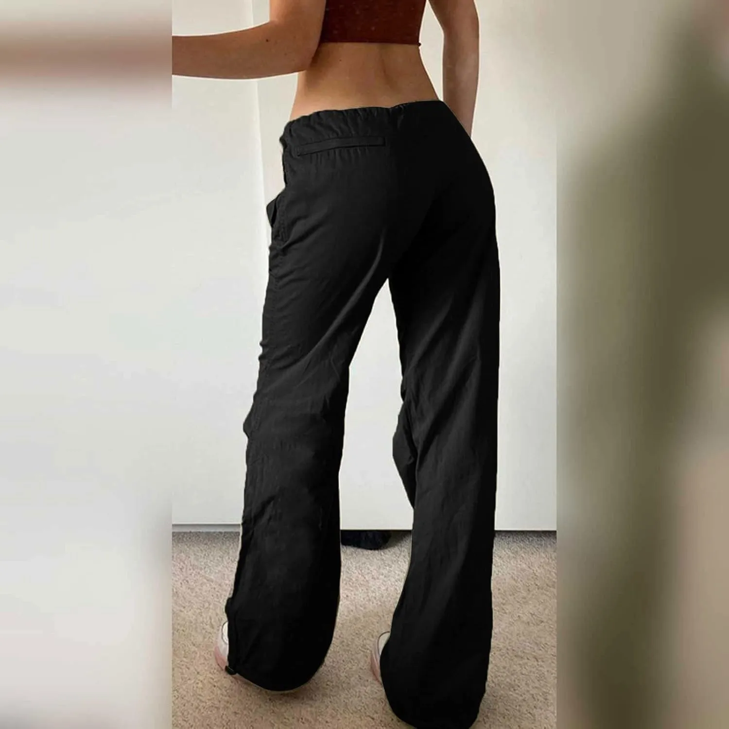 Women 2024 Baggy Parachute Pants Casual Cargo Pant Low Waist Loose Y2K Pants Multiple Pockets Jogger