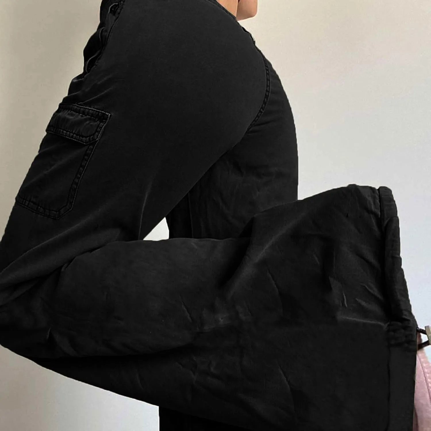 Women 2024 Baggy Parachute Pants Casual Cargo Pant Low Waist Loose Y2K Pants Multiple Pockets Jogger