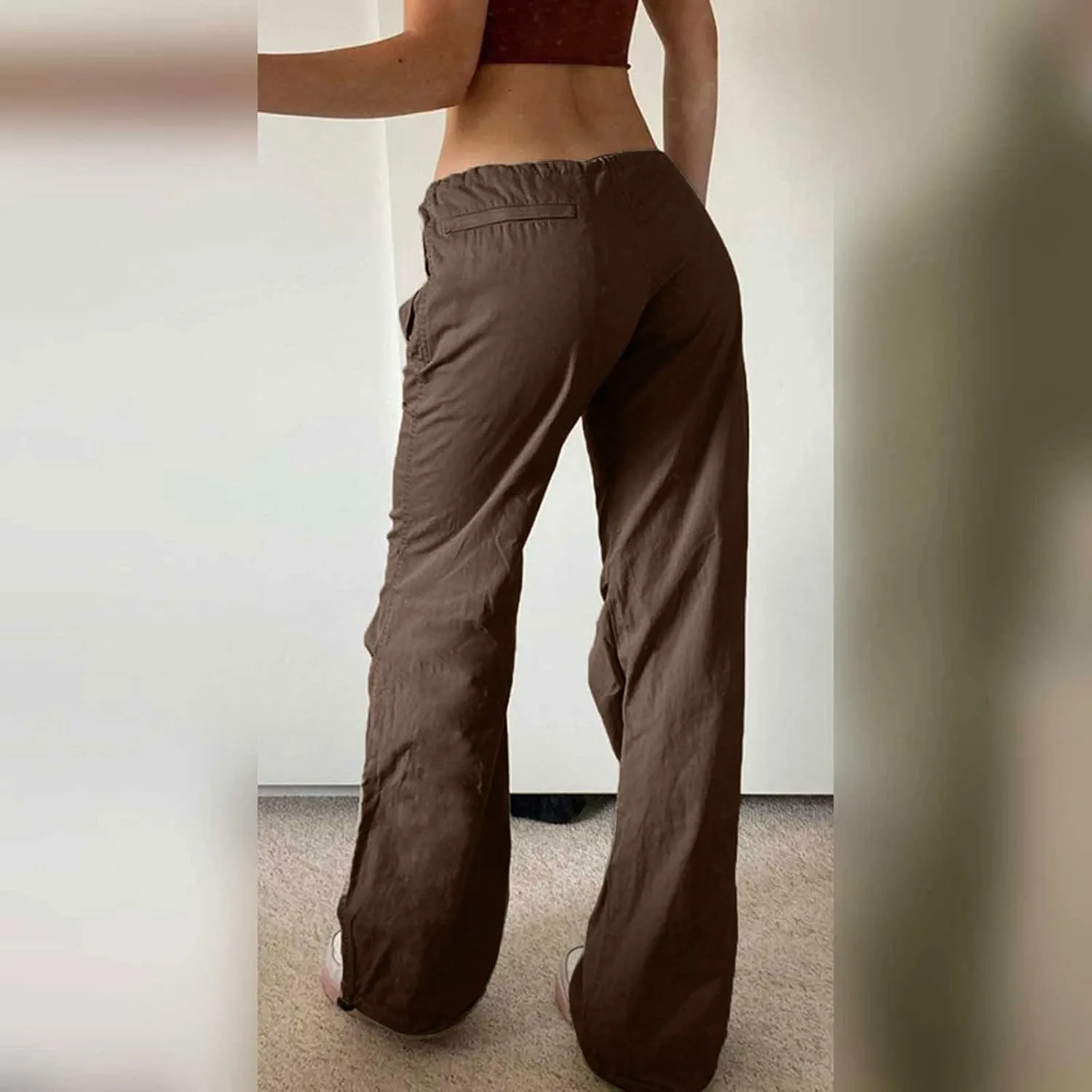 Women 2024 Baggy Parachute Pants Casual Cargo Pant Low Waist Loose Y2K Pants Multiple Pockets Jogger