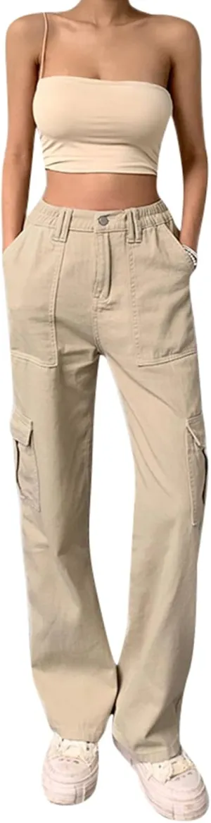 Women High Waisted Straight Leg Trouser Y2K Slimd Fit Vintage Jeans Baggy Oversized Sweatpant