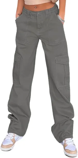 Women High Waisted Straight Leg Trouser Y2K Slimd Fit Vintage Jeans Baggy Oversized Sweatpant