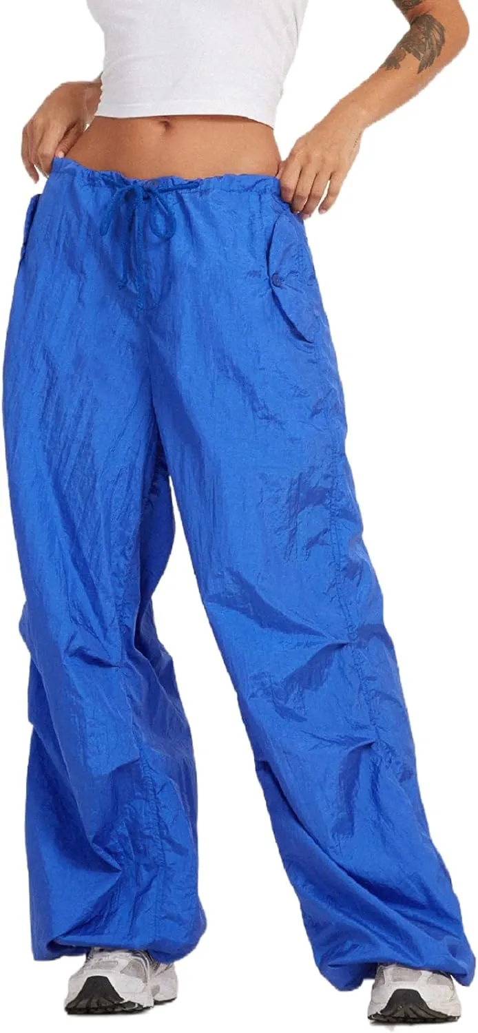 Women Oversized Cargo Pants Drawstrings Baggy Low Waist Loose Sweatpants Cinch Bottom Joggers Hippie Trousers Vintage