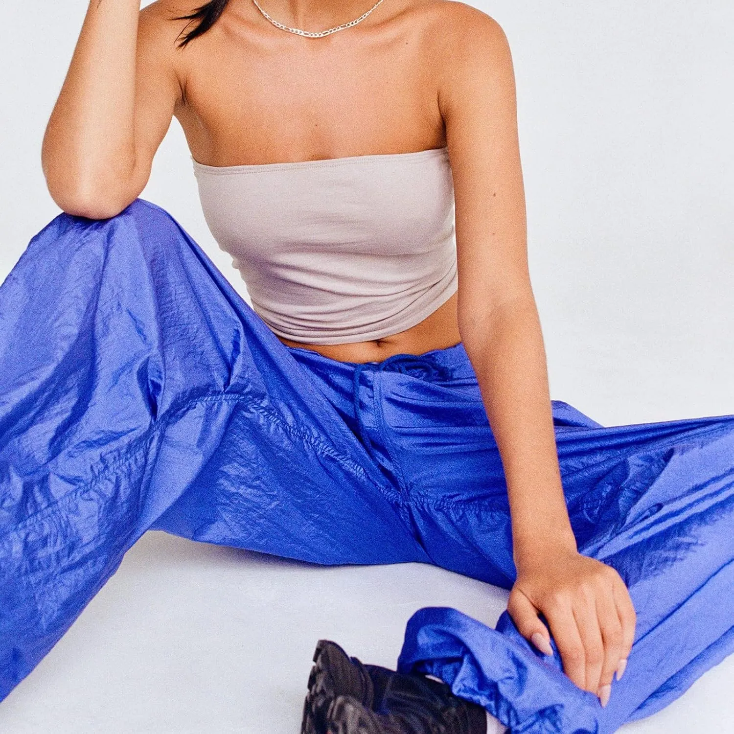 Women Oversized Cargo Pants Drawstrings Baggy Low Waist Loose Sweatpants Cinch Bottom Joggers Hippie Trousers Vintage