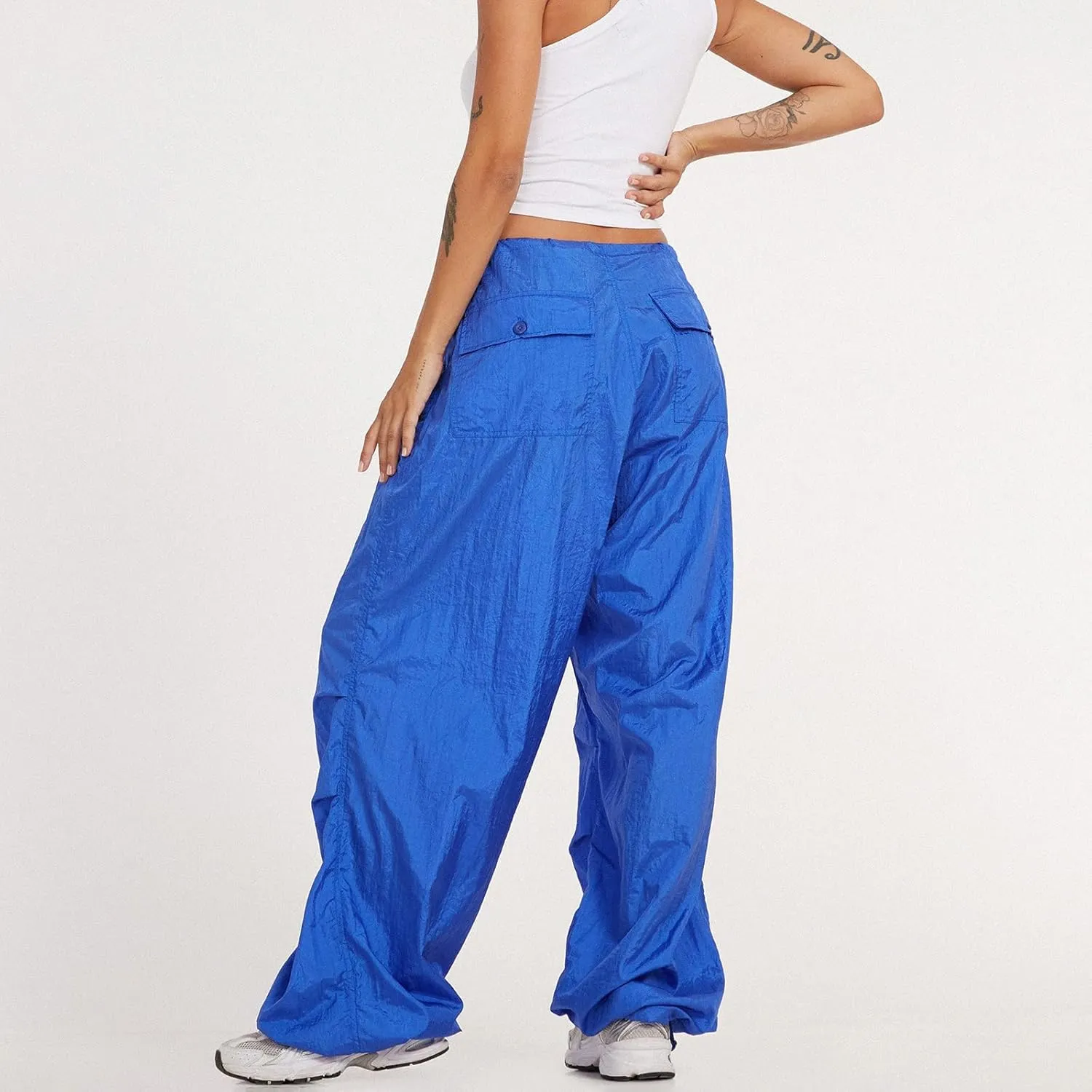 Women Oversized Cargo Pants Drawstrings Baggy Low Waist Loose Sweatpants Cinch Bottom Joggers Hippie Trousers Vintage