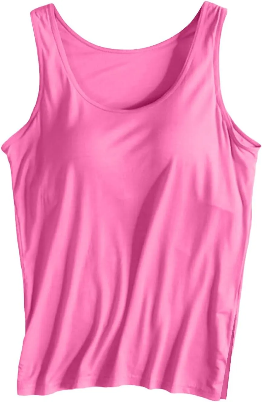 Women Rib Tank Tops with Built in Bras Summer Y2K Yoga Camisoles for Casual Fitness Workout Outfits Undershirts Cami