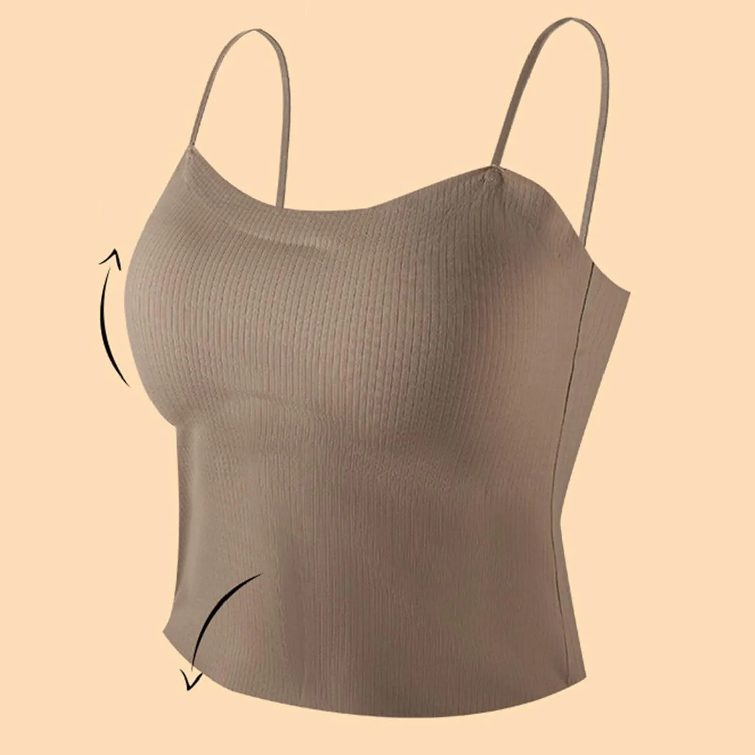 Women Ribbed Knit Camisoles Sexy Spaghetti Strap Shelf Bra Cami Tops Summer Slim Fitness Basic Tees Sleeveless Shirts