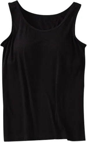 Women Shelf Bra Camisoles Tops Adjustable Spaghetti Strap Cami Tank Tops Breathable Cotton Undershirt