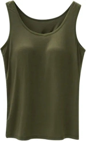 Women Shelf Bra Camisoles Tops Adjustable Spaghetti Strap Cami Tank Tops Breathable Cotton Undershirt