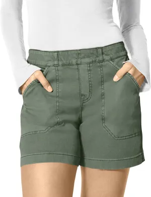 Women Stretch Twill Shorts Summer Casual Bermuda Shorts Pull On Chino Shorts Elastic High Waisted Stretchy Jean Shorts Regular Fit Denim Shorts Plus Size Hiking Shorts with Pockets Womens Denim Shorts