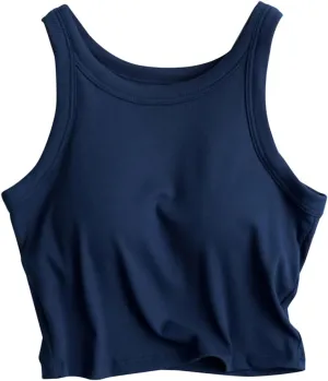 Women Tank Tops Shelf Bra Summer Cotton Basic Padded Yoga Rib Camisoles for Casual Workout Outfits Undershirts Cami