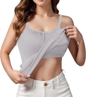 Women Tank Tops Shelf Bra Summer Cotton Yoga Adjustable Spaghetti Strap Camisoles for Workout Outfits Undershirts Cami