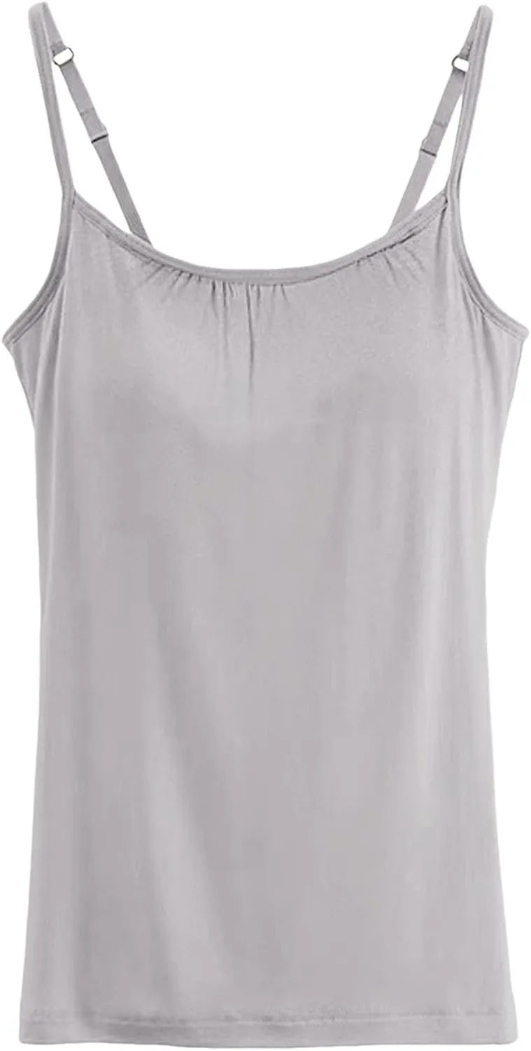 Women Tank Tops Shelf Bra Summer Cotton Yoga Adjustable Spaghetti Strap Camisoles for Workout Outfits Undershirts Cami
