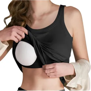 Women Tank Tops Shelf Bra Summer Round Neck Padded Rib Camisoles for Casual Yoga Workout Outfits Undershirts Cami