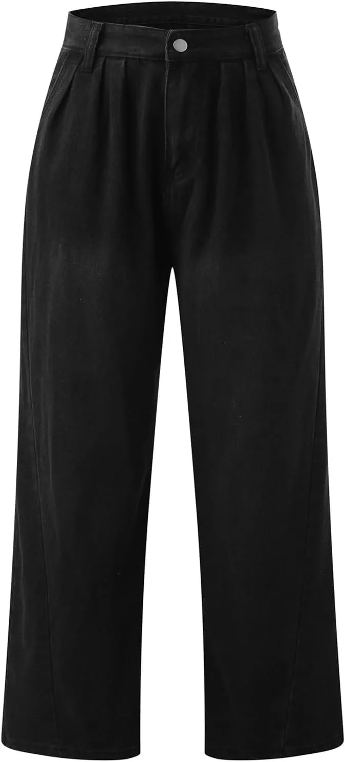 Women's Barrel Jeans Casual High Waisted Stretchy Wide Leg Pants Baggy Denim Pants