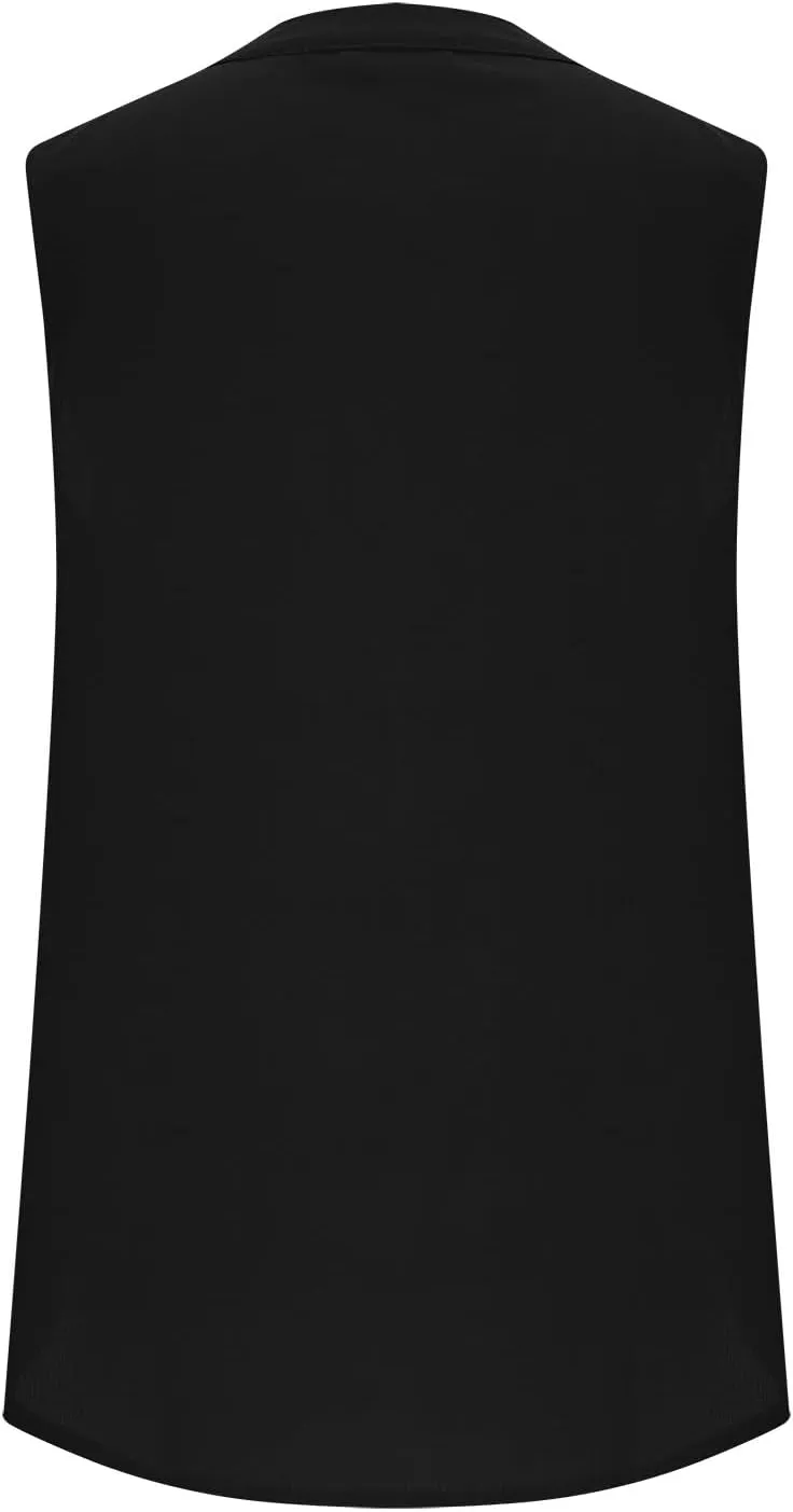 Women's Business Casual Sleeveless Shirts Summer Dressy Tank Tops Notch V Neck Work Blouse Loose Tunic Top