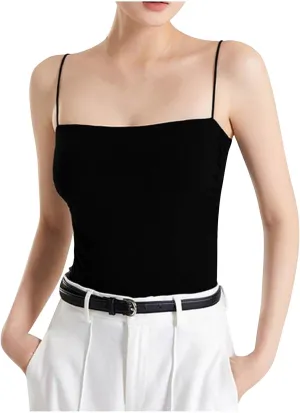 Womens Cami Tank Tops with Built in Bra Slim Fit Spaghetti Strap Shelf Bras Camisoles Summer Basic Padded Undershirts