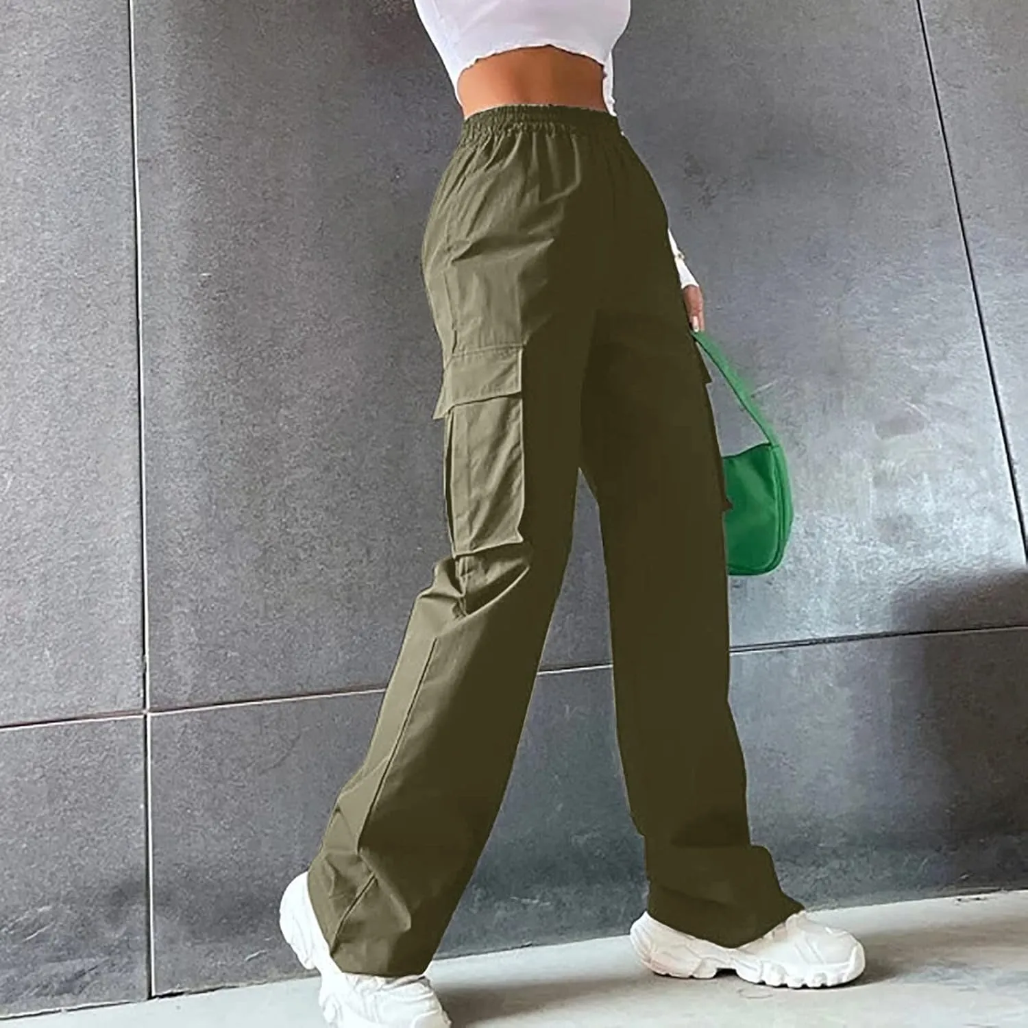 Womens Cargo Pants with Pockets High Rise Straight Leg Y2K Streetwear Trousers Baggy Pants Lightweight Hiking Pants