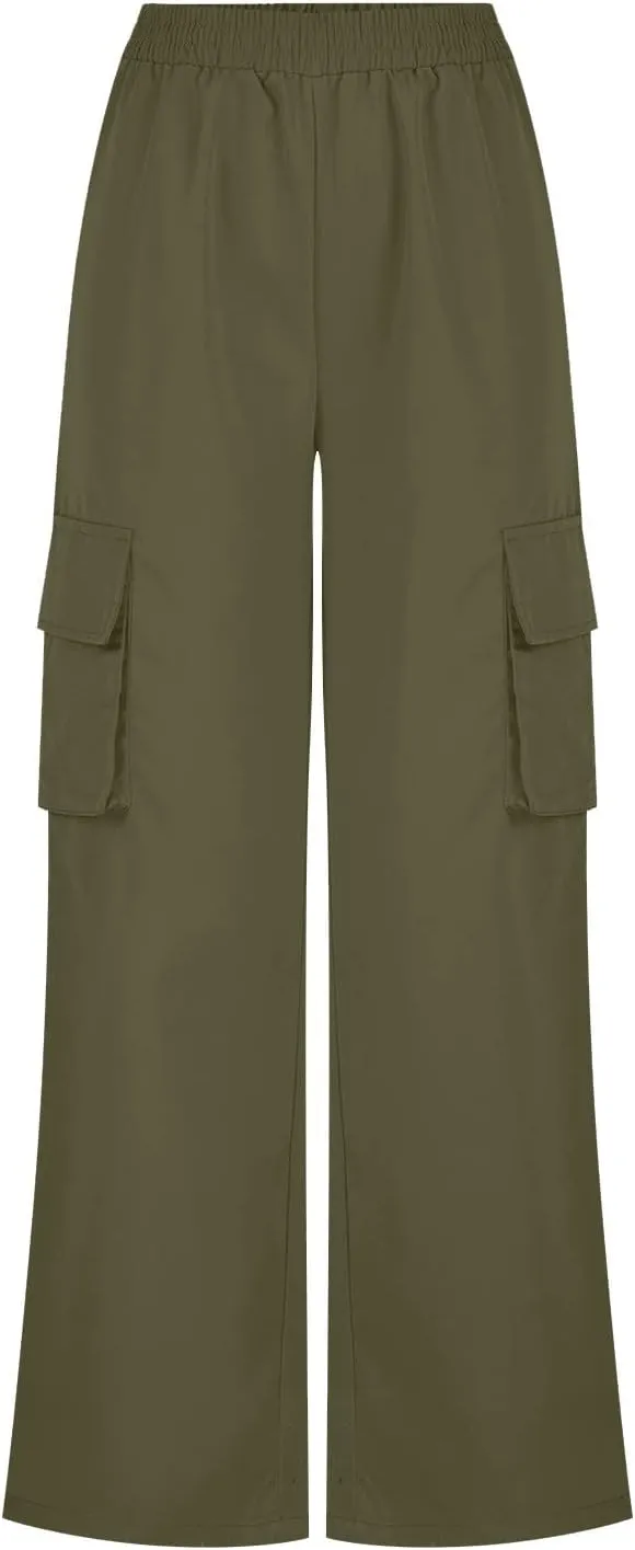 Womens Cargo Pants with Pockets High Rise Straight Leg Y2K Streetwear Trousers Baggy Pants Lightweight Hiking Pants