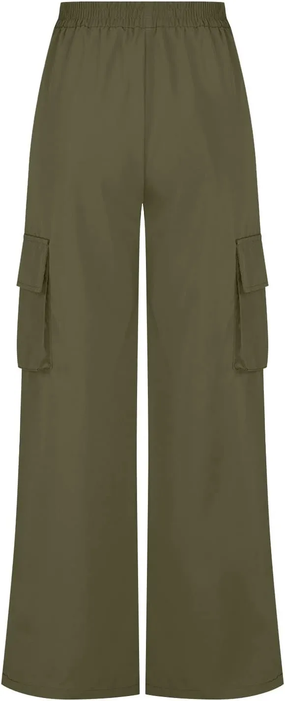 Womens Cargo Pants with Pockets High Rise Straight Leg Y2K Streetwear Trousers Baggy Pants Lightweight Hiking Pants