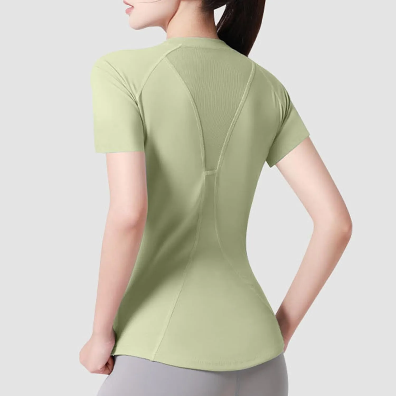 Womens Casual Activewear T Shirts Basic Crewneck Raglan Short Sleeve Slim Tight Fit Going Out Tops Gym Yoga Shirts