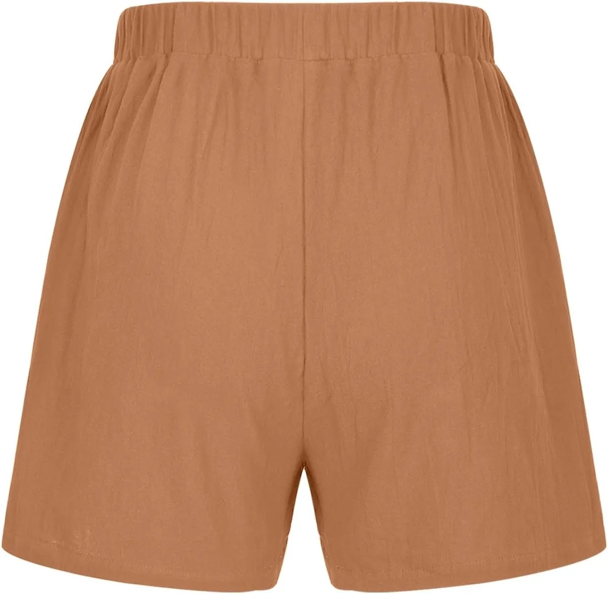 Womens Cotton Linen Shorts Casual Solid Drawstring Shorts Comfy Elastic High Waisted Shorts Summer Beach Shorts