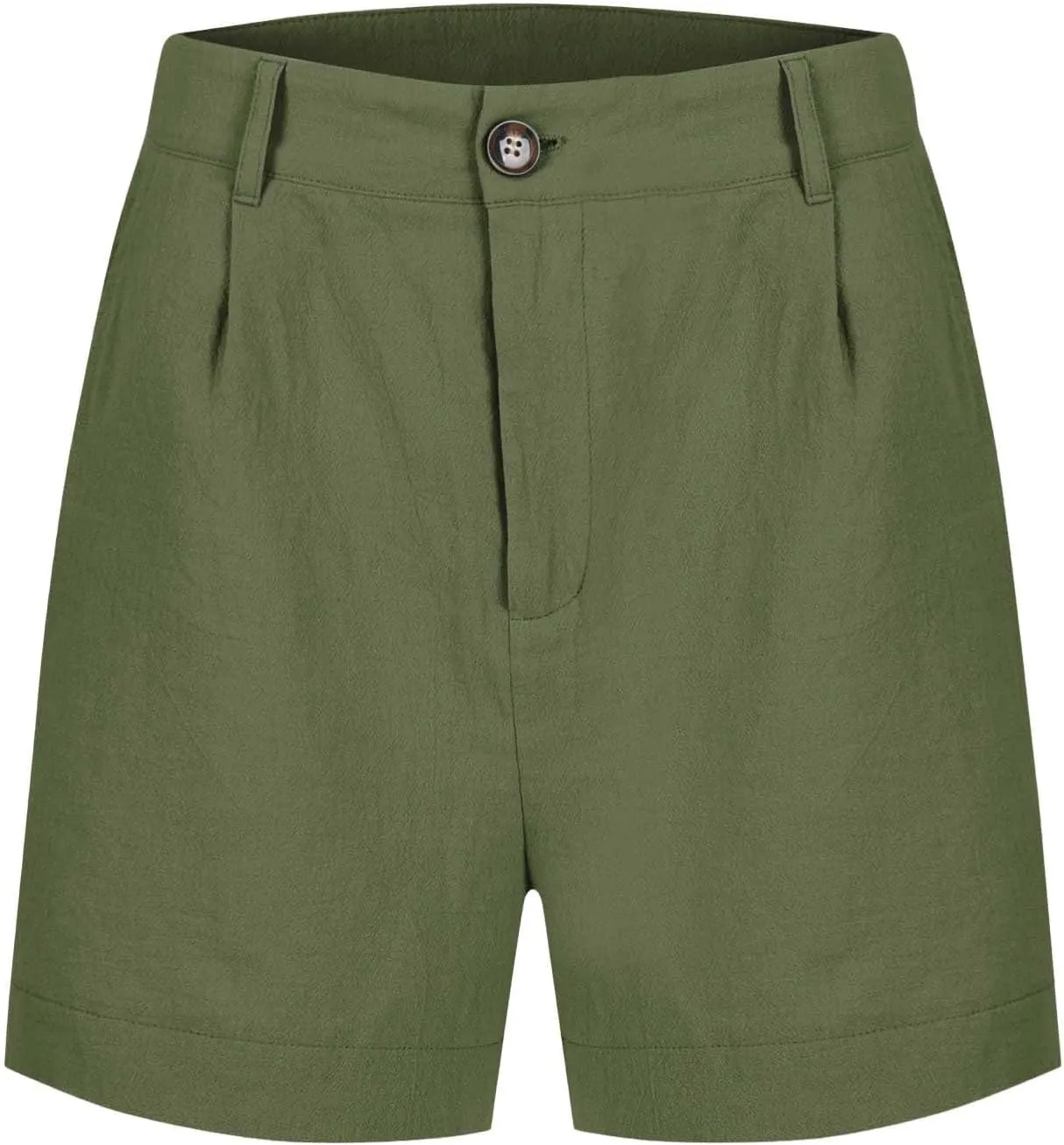 Womens Cotton Linen Shorts Summer Chino Shorts High Waisted Bermuda Shorts Dressy Wide Leg Shorts with Pockets