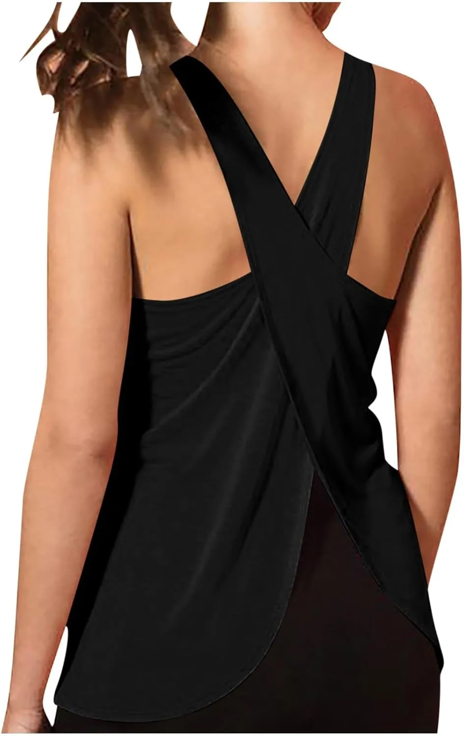 Women's Cross Open Back Workout Tank Tops Loose Fit Sleeveless Yoga Shirts Exercise Activewear for Running