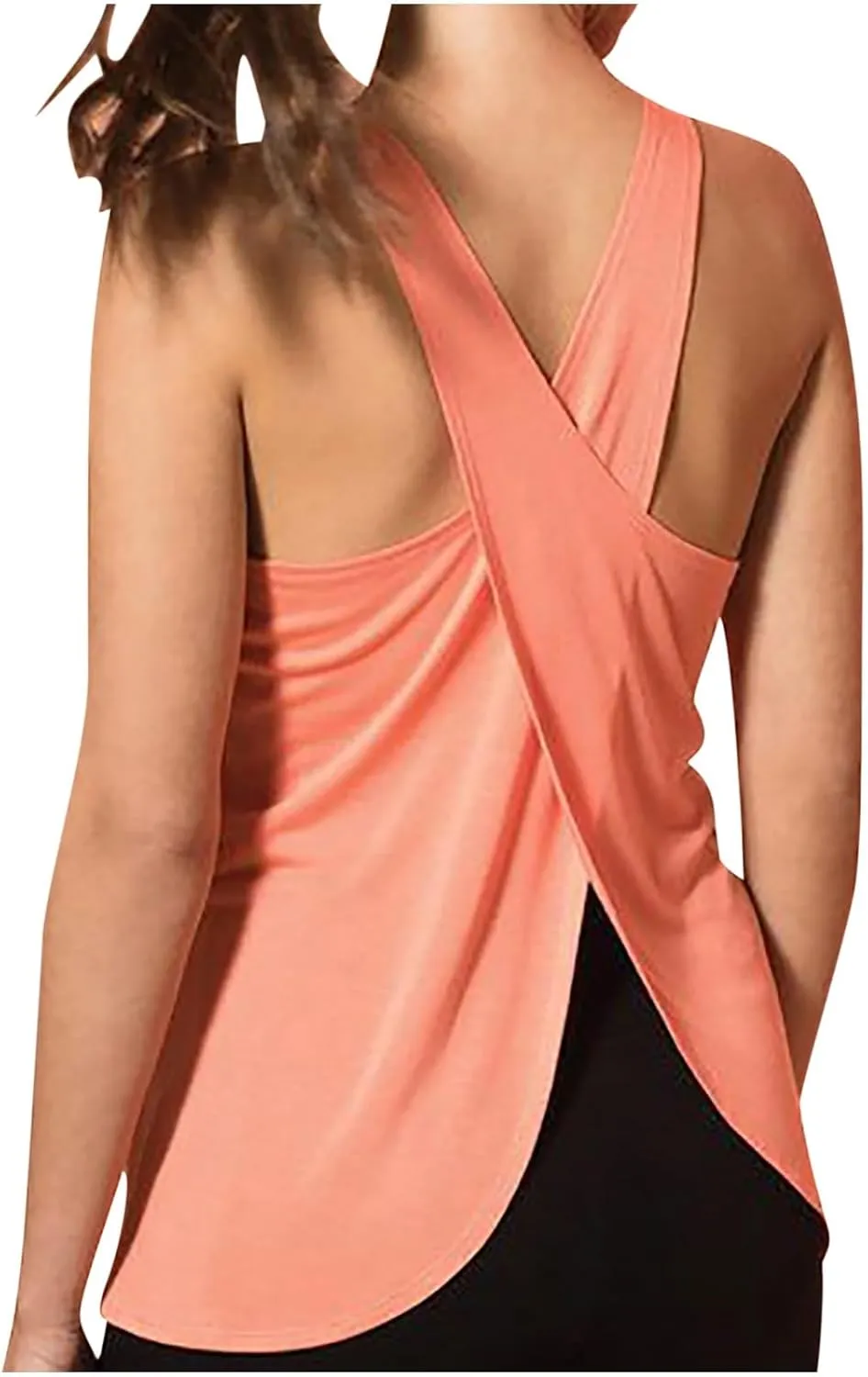Women's Cross Open Back Workout Tank Tops Loose Fit Sleeveless Yoga Shirts Exercise Activewear for Running
