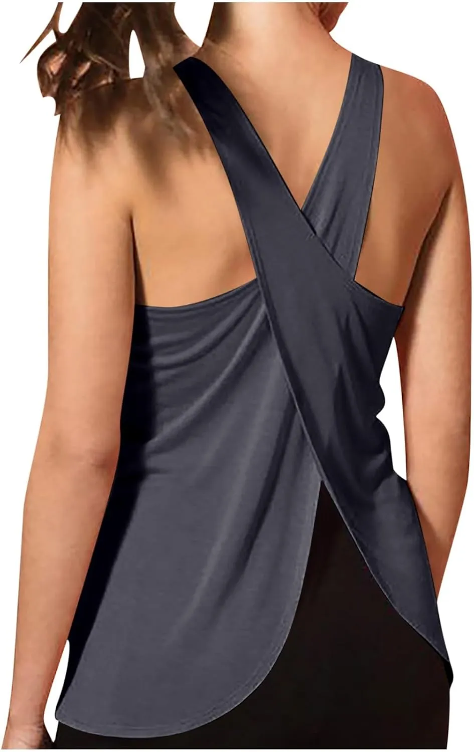 Women's Cross Open Back Workout Tank Tops Loose Fit Sleeveless Yoga Shirts Exercise Activewear for Running