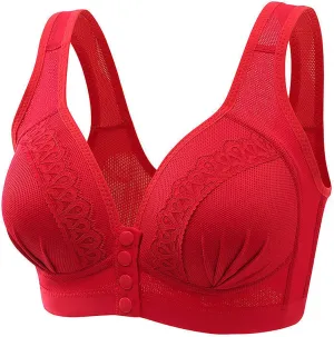 Women's Daily Front Button High Support Wireless Push Up Bra - Convenient Front Closure Sports Bra for Everyday Wear