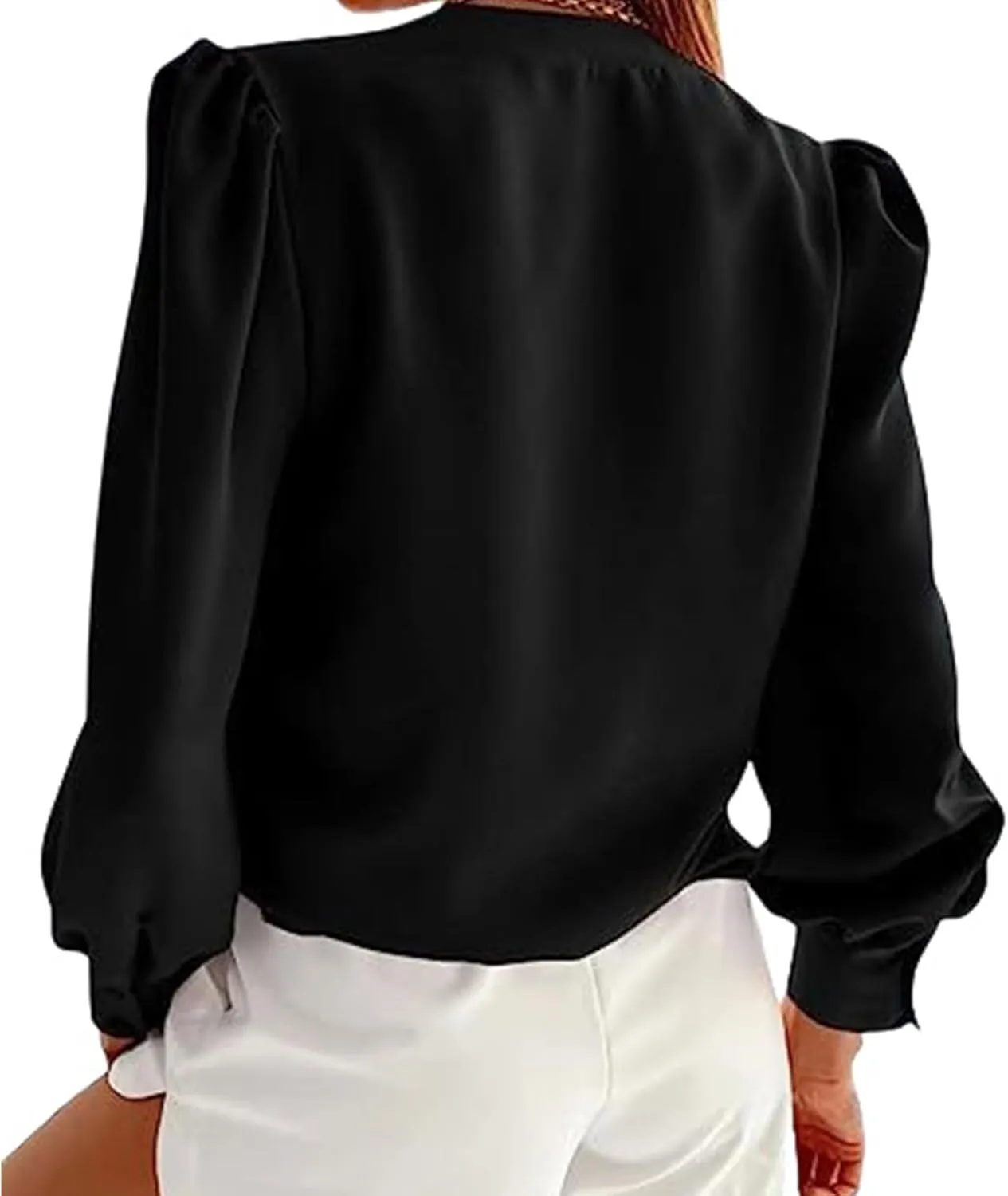 Womens Dress Shirts Summer Casual V Neck Long Sleeve Tops Lightweight Button Down Shirts Comfortable Loose Fit Blouses
