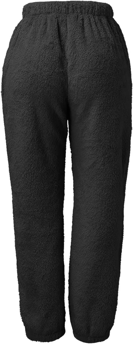 Womens Fuzzy Fleece Pants,2022 Winter Novelty Thicken Jogger Fitness Sweatpants Soft Fluffy Fleece Home Pajama Pants