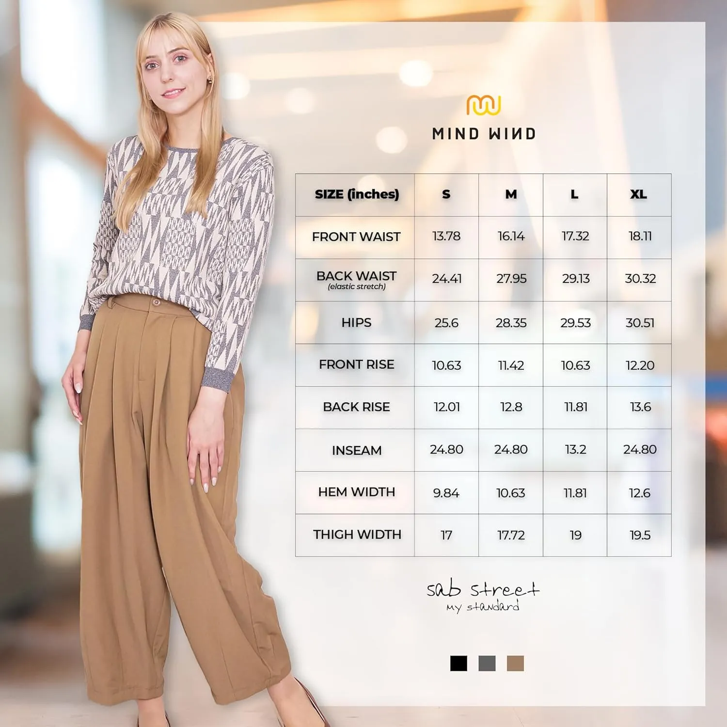 Women's High Waist Maxi Wide Legged Pants, Soft and Comfortable Casual Trousers with Elastic Back Waistband