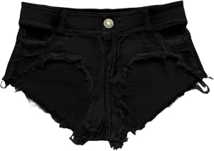 Women's High Waisted Stretchy Denim Shorts Summer Jeans Shorts Pompom Shorts Women