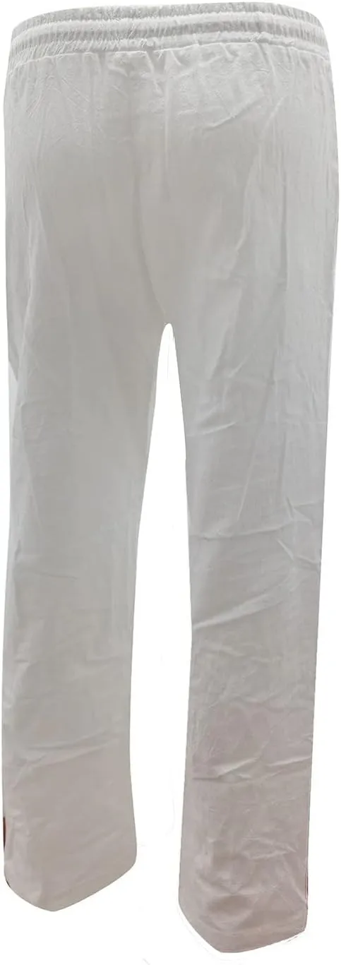 Women's Linen Pants Casual Pants 2024 Summer Drawstring Elastic Waist Trousers with Pockets Lounge Straight Pants