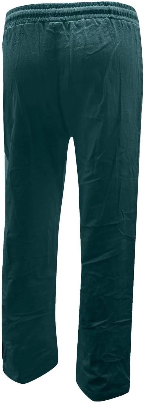 Women's Linen Pants Casual Pants 2024 Summer Drawstring Elastic Waist Trousers with Pockets Lounge Straight Pants