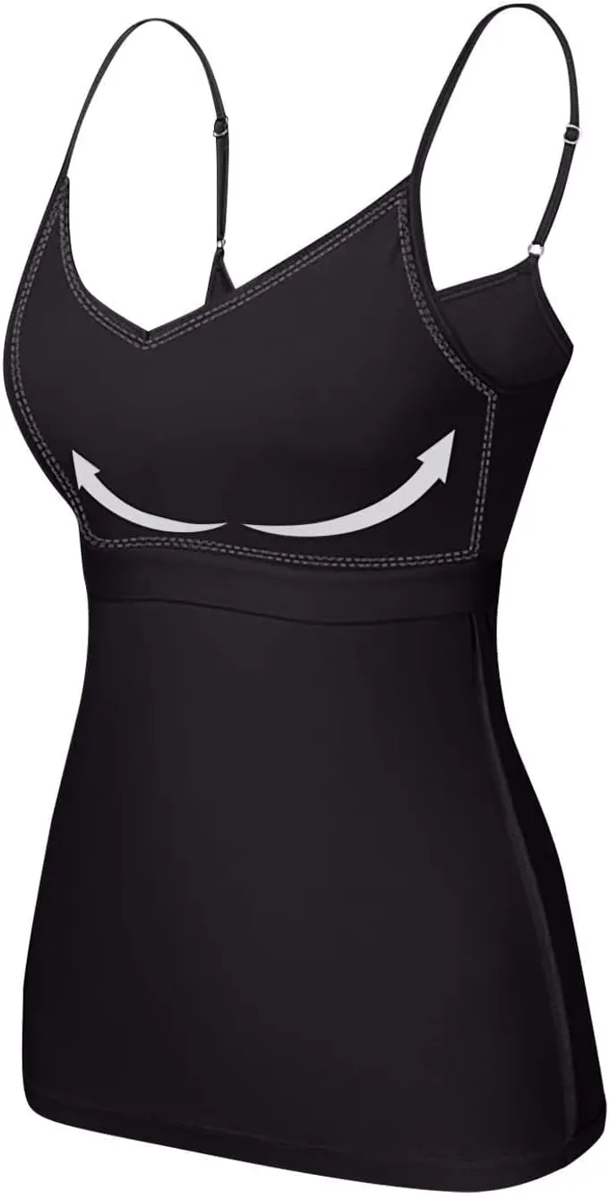 Womens Modal Built-in Bra Summer Basic Padded Yoga Shirt Shelf Bras Casual Undershirt Basic Breathable Tank Top