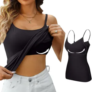 Womens Modal Built-in Bra Summer Basic Padded Yoga Shirt Shelf Bras Casual Undershirt Basic Breathable Tank Top