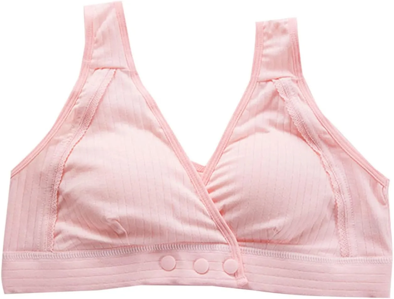 Women's Nursing Bra for Breastfeeding Front Snap Closure Bras Push Up Wireless Comfortable Plus Size Bras