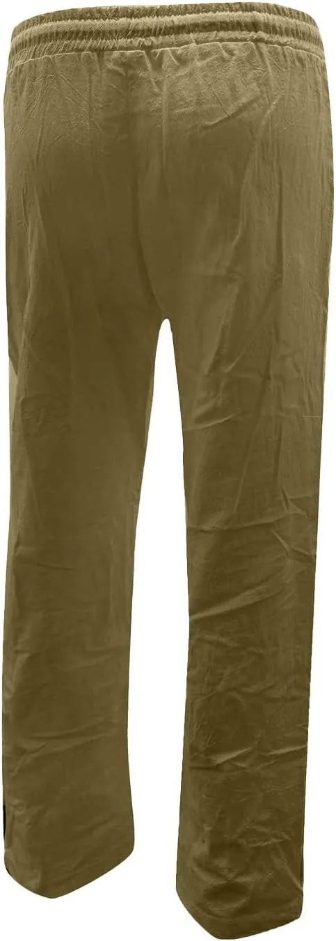 Womens Pants Dressy Casual Women's Linen Pants Summer Drawstring Elastic Waist Trousers with Pockets Straight Pants