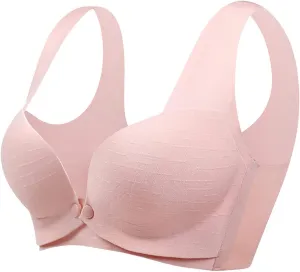 Women's Push Up Nursing Bra Wirefree Seamless Front Open Padded Cups Wide Straps Full Coverage Supportive Bras 2025