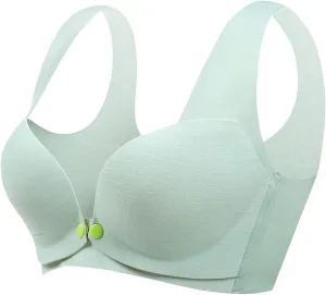 Women's Push Up Nursing Bra Wirefree Seamless Front Open Padded Cups Wide Straps Full Coverage Supportive Bras 2025