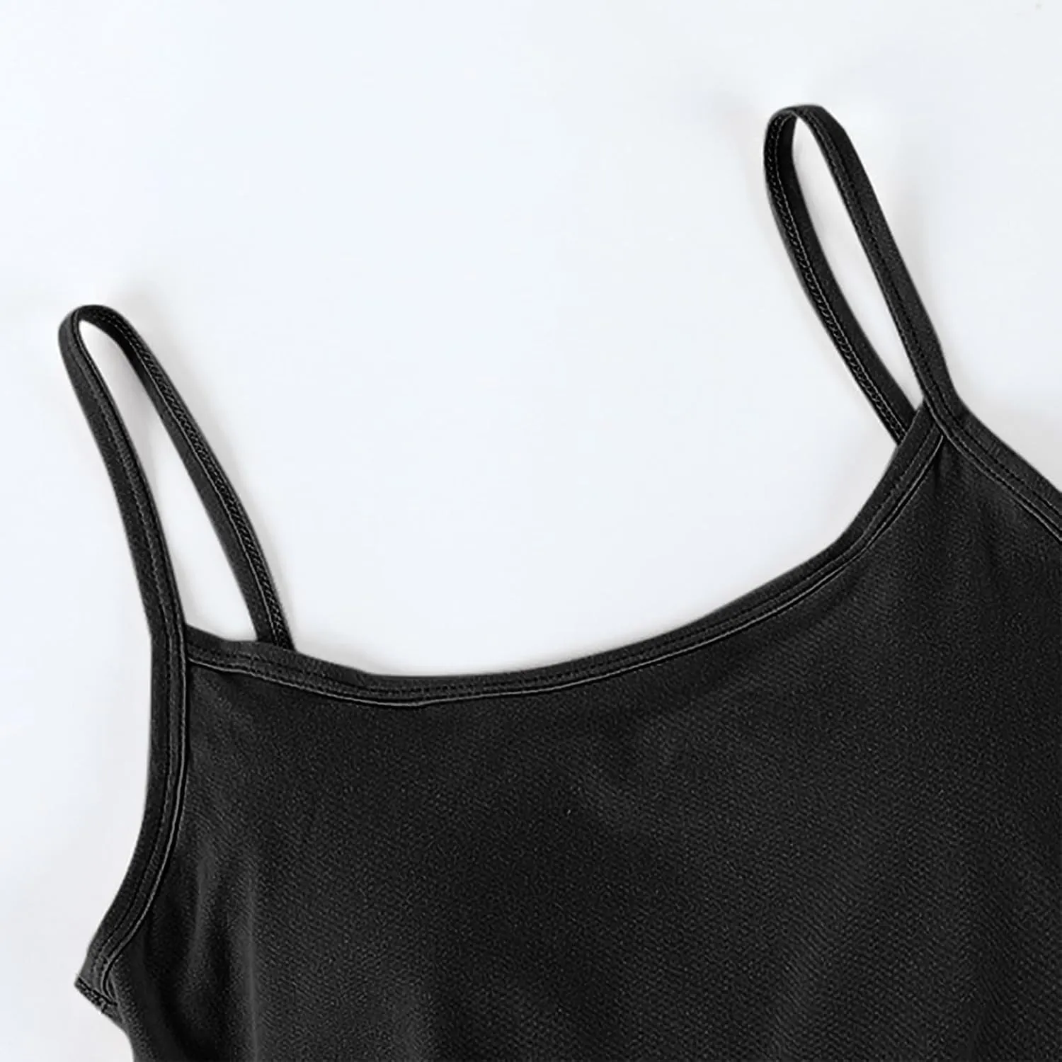 Womens Ribbed Workout Camisoles Built-In Bra Yoga Tanks with Breathable Stretch Convertible Spaghetti Strap Tops