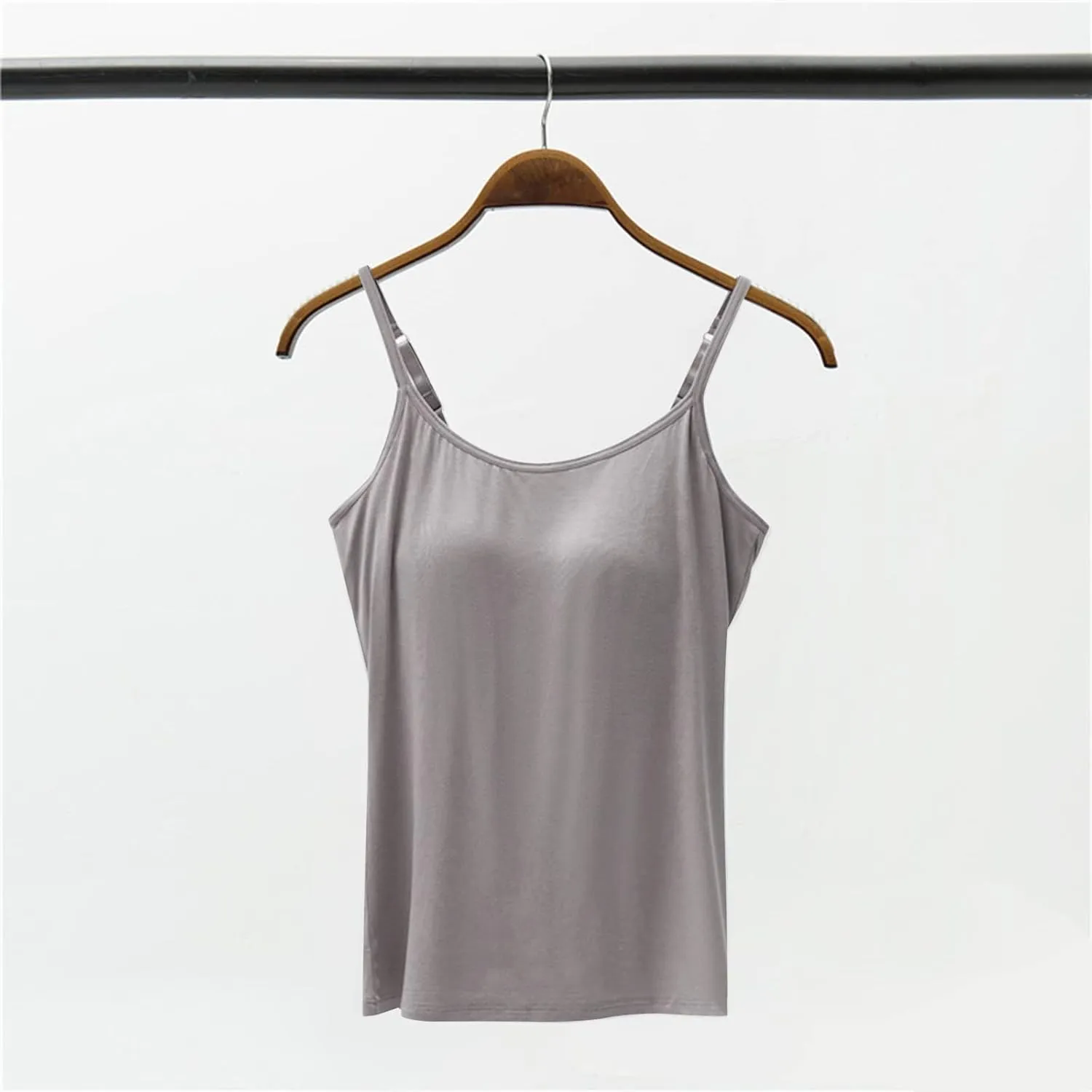 Women's Seamless Adjustable Camisole Built in Shelf Bra Plus Size Cotton Layering Undershirts Soft Sports Casual Tops